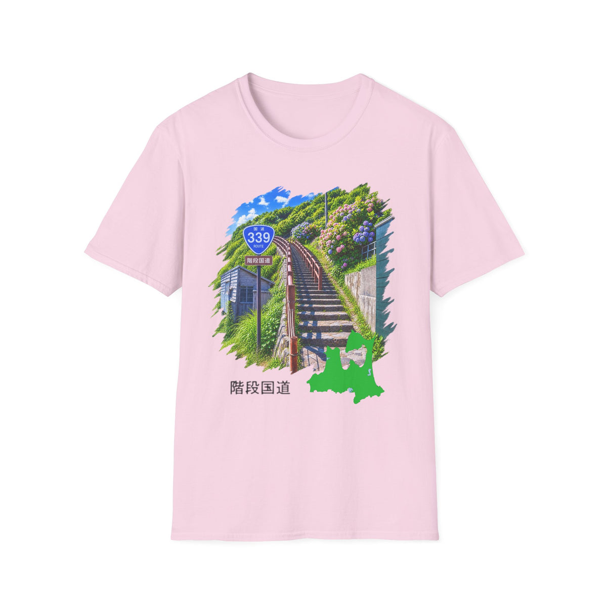 国道３３９号線　階段国道Tシャツ　 — 青森　道の駅４ヵ所ルートマップ