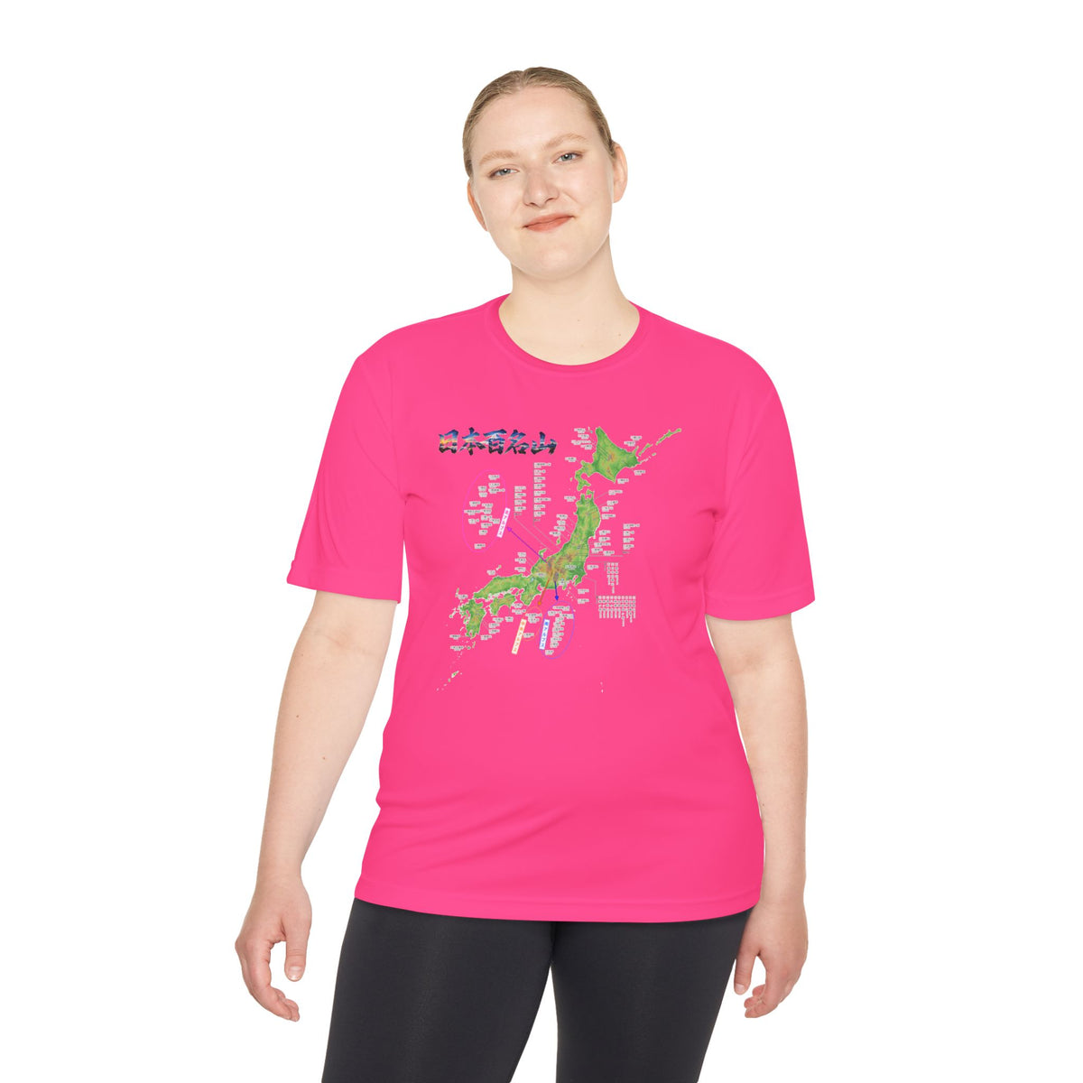 日本百名山マップTシャツ（チェックボックス付）｜100名山・標高記載・速乾ユニセックス・見やすさ重視マップ・ポリエステル１００％