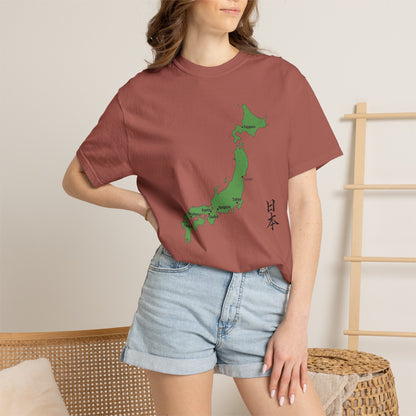 日本列島マップ Tシャツ｜主要都市入り｜Japan Map｜日本｜ユニセックス コットンTシャツ