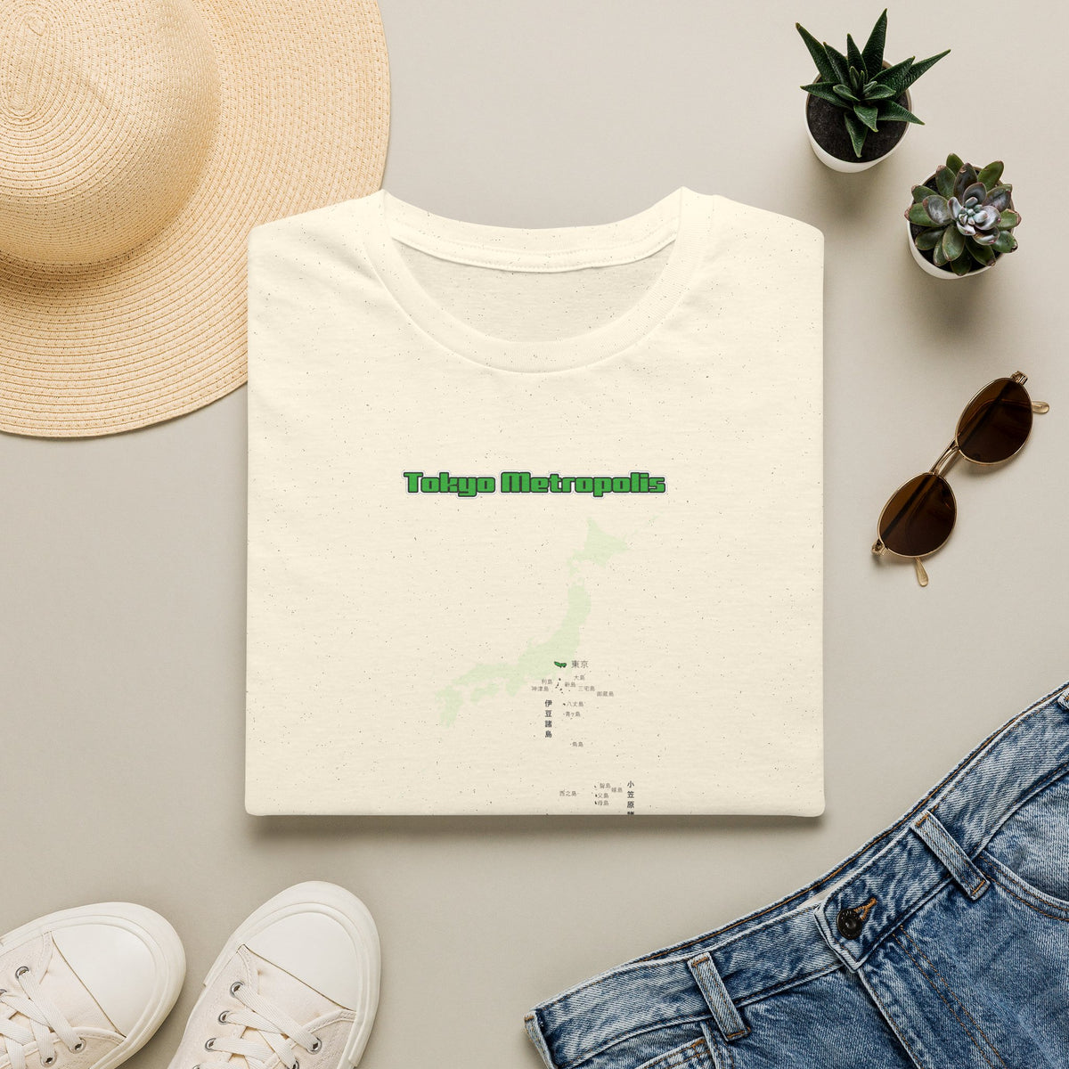 東京都 地図デザインTシャツ｜TOKYO METROPOLIS・伊豆諸島・小笠原諸島｜ユニセックス コットンTシャツ