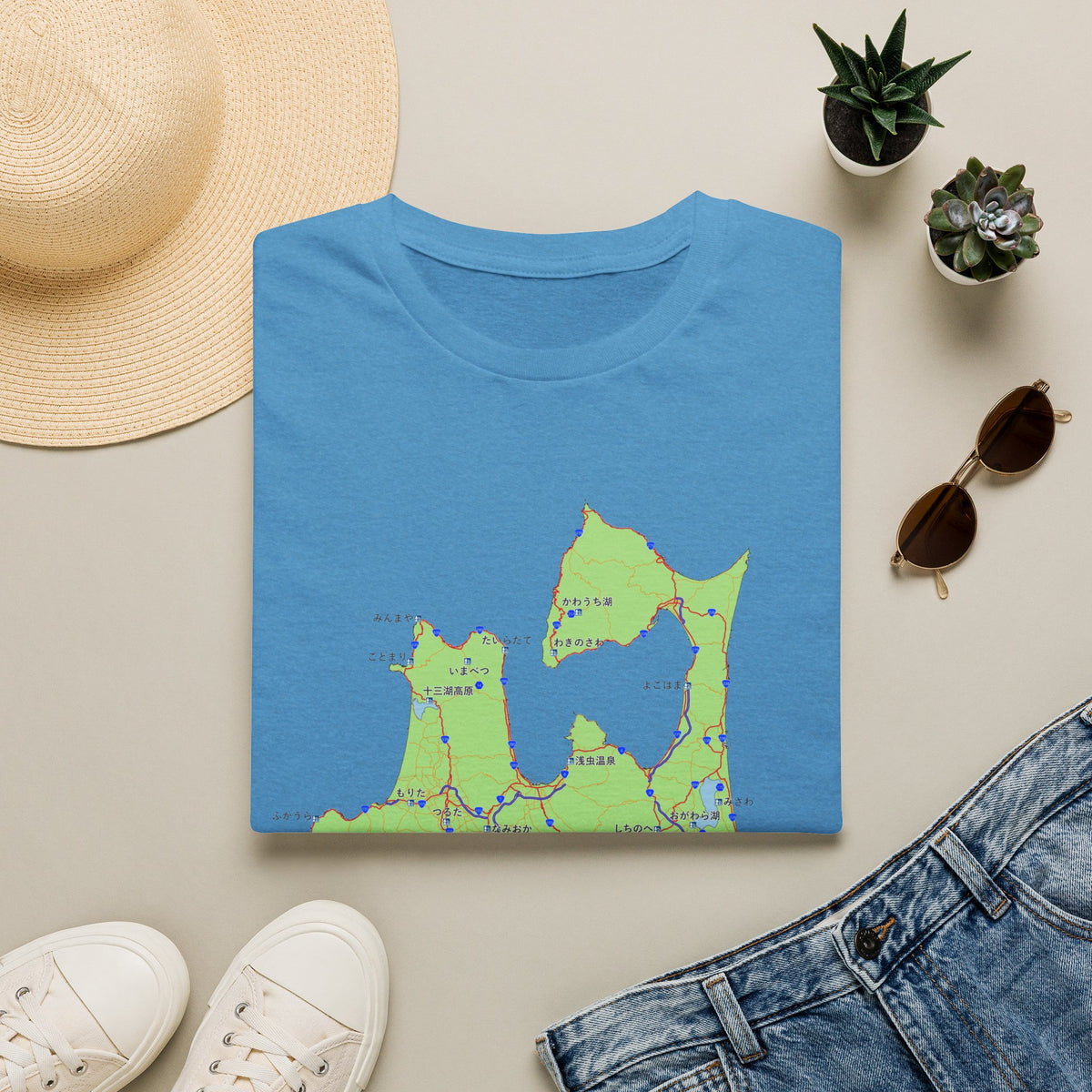 Aomori Michi-no-Eki Map T-Shirt | All 28 Roadside Stations