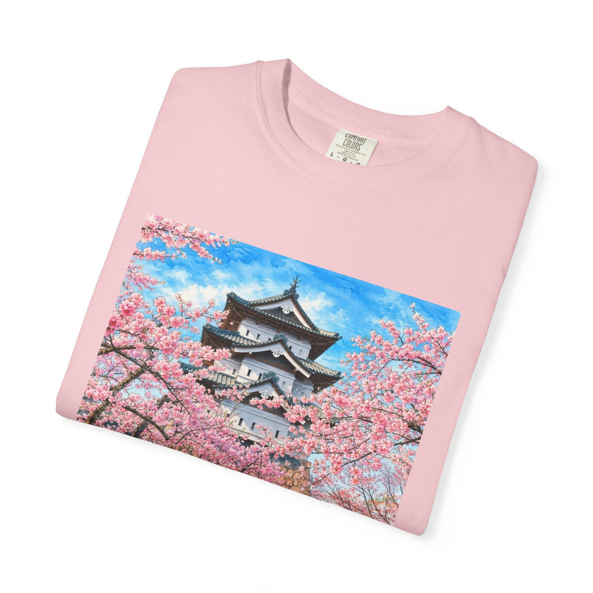 弘前城と桜 Tシャツ｜日本の春風景｜ユニセックス コットンTシャツ