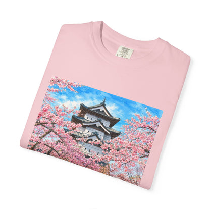 弘前城と桜 Tシャツ｜日本の春風景｜ユニセックス コットンTシャツ