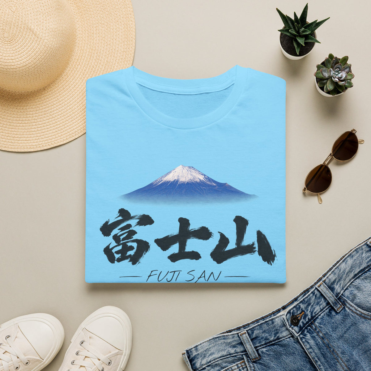 富士山 Mount Fuji T-Shirt | Japanese Calligraphy & Fuji San Photo Art Tee