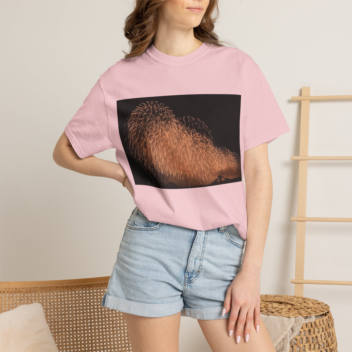 花火バーストTシャツ — 長岡　不死鳥　2026 夜空写真シャツ