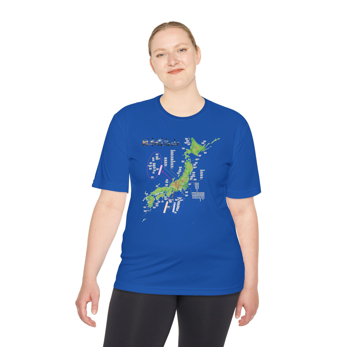 日本百名山マップTシャツ｜100名山・標高記載・速乾ユニセックス・見やすさ重視マップ・ポリエステル１００％