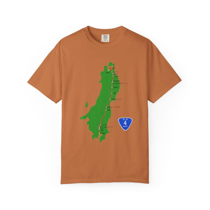 国道4号線 日本橋～青森ルートマップ Tシャツ｜ユニセックス コットンTシャツ