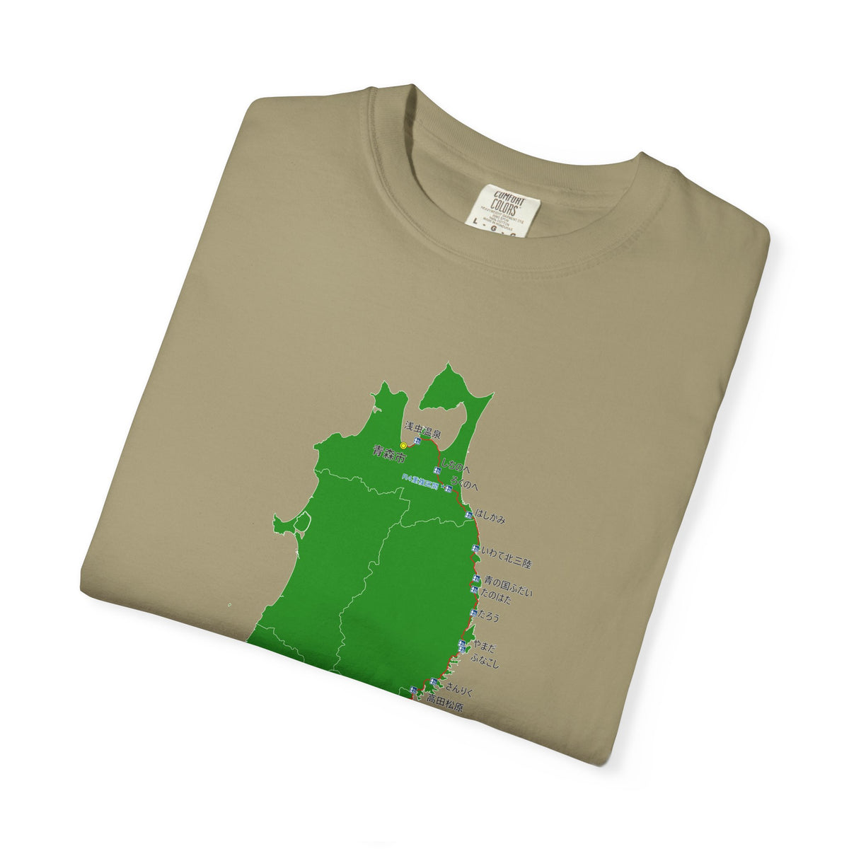 国道４５号線 仙台～青森ルートマップ Tシャツ｜ユニセックス コットンTシャツ