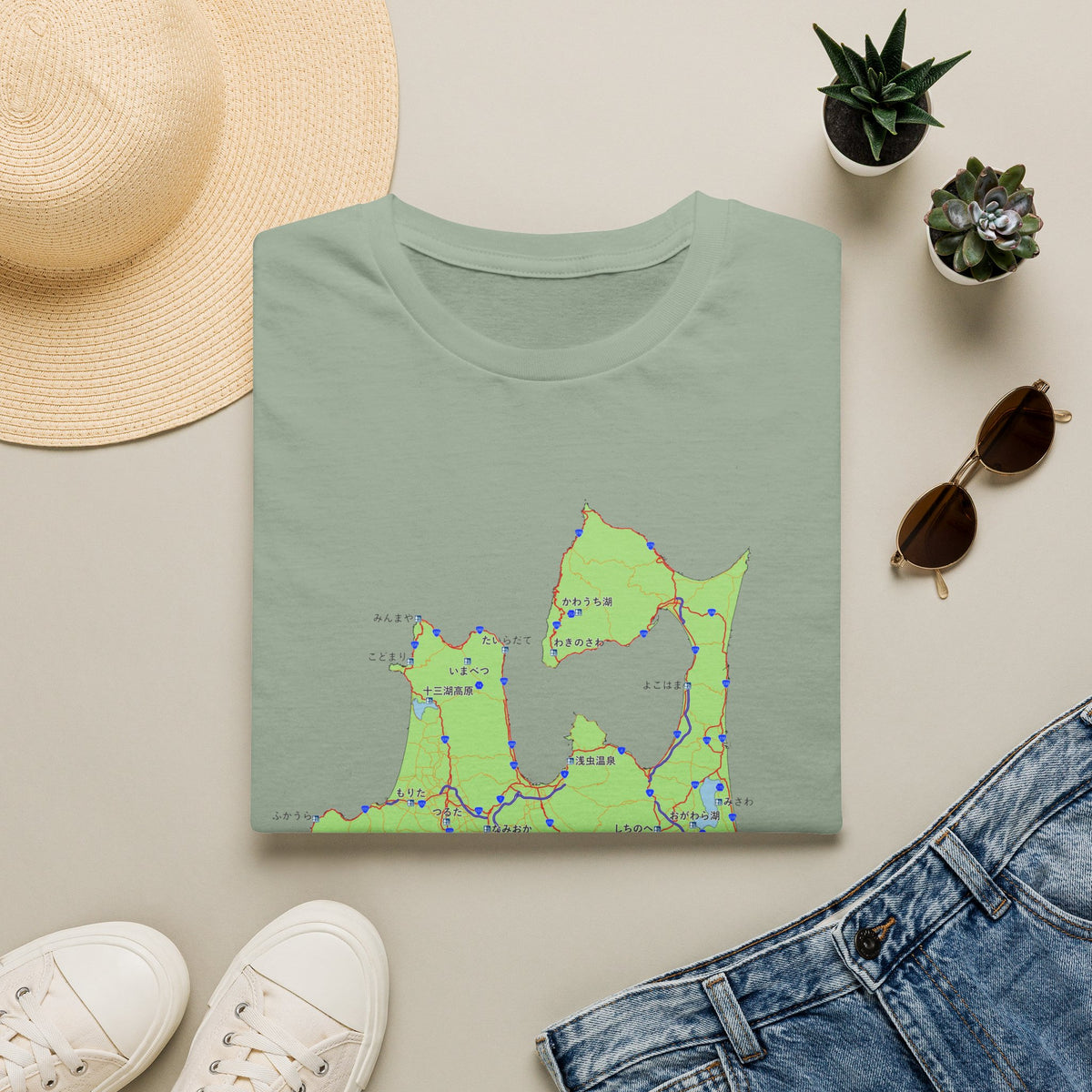 Aomori Michi-no-Eki Map T-Shirt | All 28 Roadside Stations
