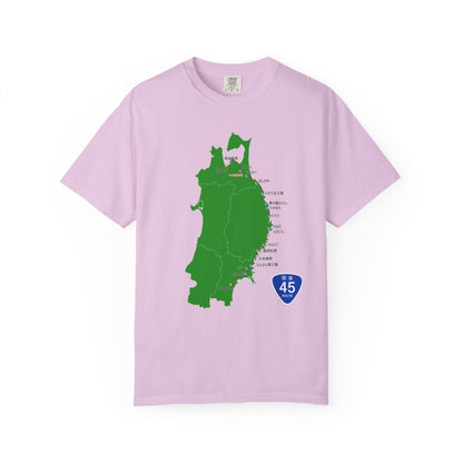 国道４５号線 仙台～青森ルートマップ Tシャツ｜震災復興｜ユニセックス コットンTシャツ