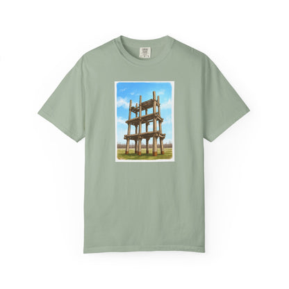 三内丸山遺跡 Tシャツ｜大型掘立柱建物｜縄文文化デザイン｜ユニセックス コットンTシャツ