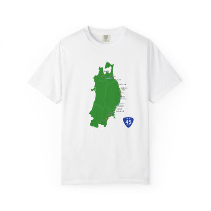 国道４５号線 仙台～青森ルートマップ Tシャツ｜ユニセックス コットンTシャツ