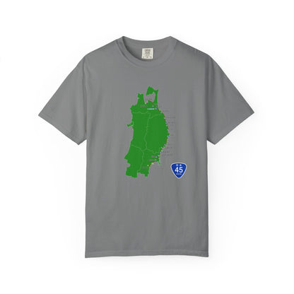 国道４５号線 仙台～青森ルートマップ Tシャツ｜ユニセックス コットンTシャツ