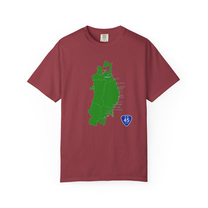 国道４５号線 仙台～青森ルートマップ Tシャツ｜ユニセックス コットンTシャツ