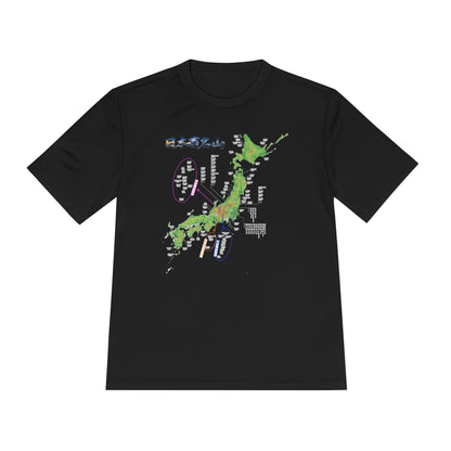日本百名山マップTシャツ｜100名山・標高記載・速乾ユニセックス・見やすさ重視マップ・ポリエステル１００％