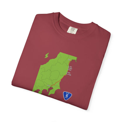 国道６号線 日本橋～仙台ルートマップ Tシャツ｜ユニセックス コットンTシャツ