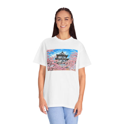 弘前城と桜 Tシャツ｜日本の春風景｜ユニセックス コットンTシャツ