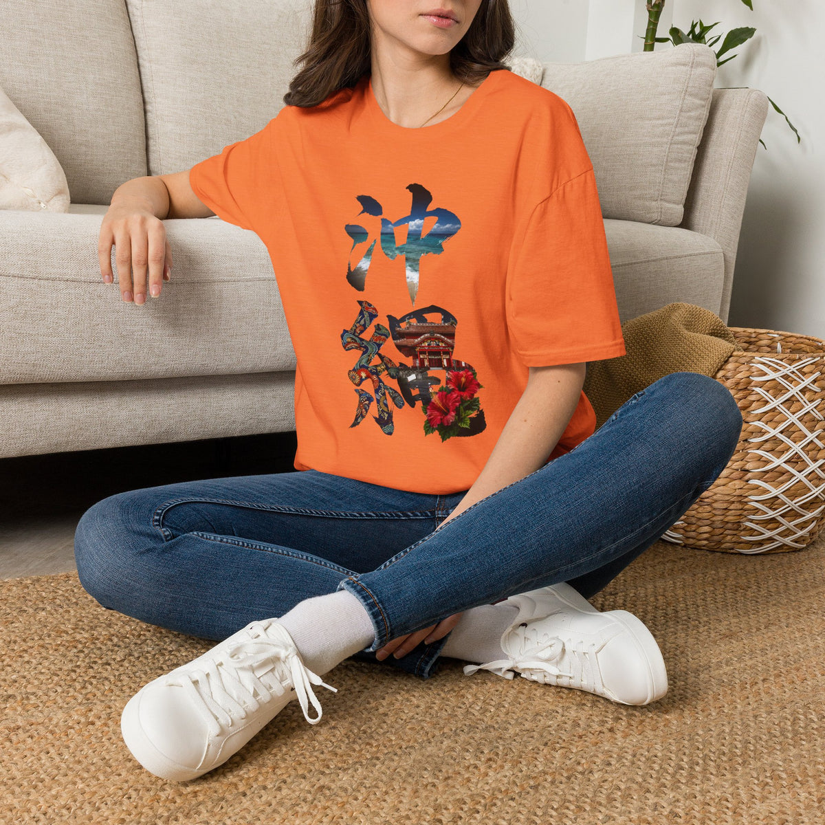 沖縄 風景漢字 Tシャツ｜大自然アート｜ユニセックス コットンTシャツ