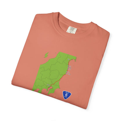 国道６号線 日本橋～仙台ルートマップ Tシャツ｜ユニセックス コットンTシャツ