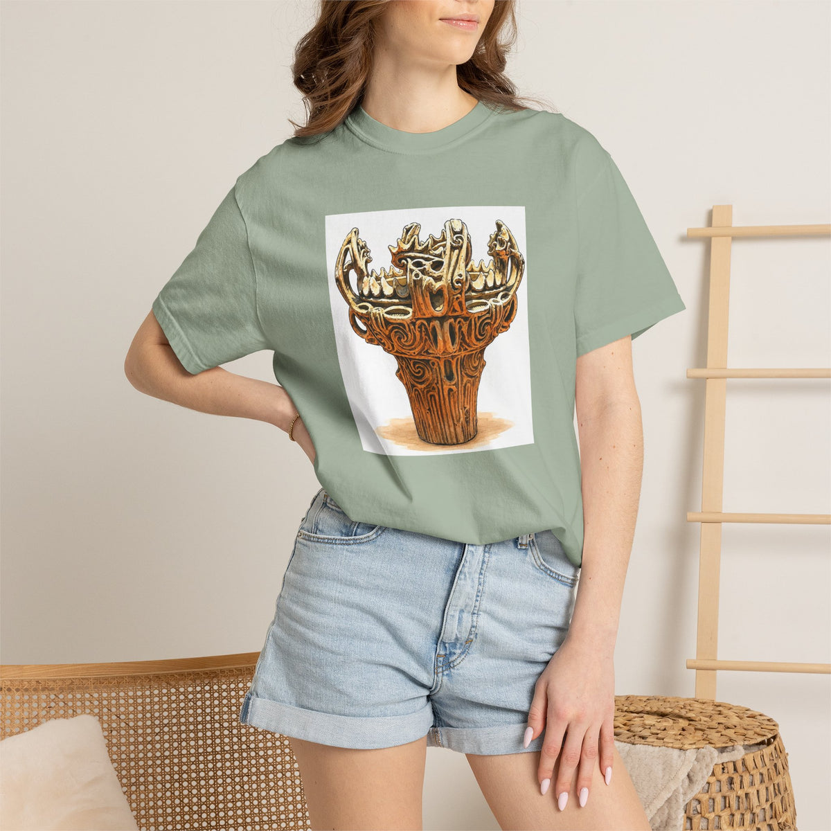 火焔型土器 Tシャツ｜縄文文化デザイン｜ユニセックス コットンTシャツ