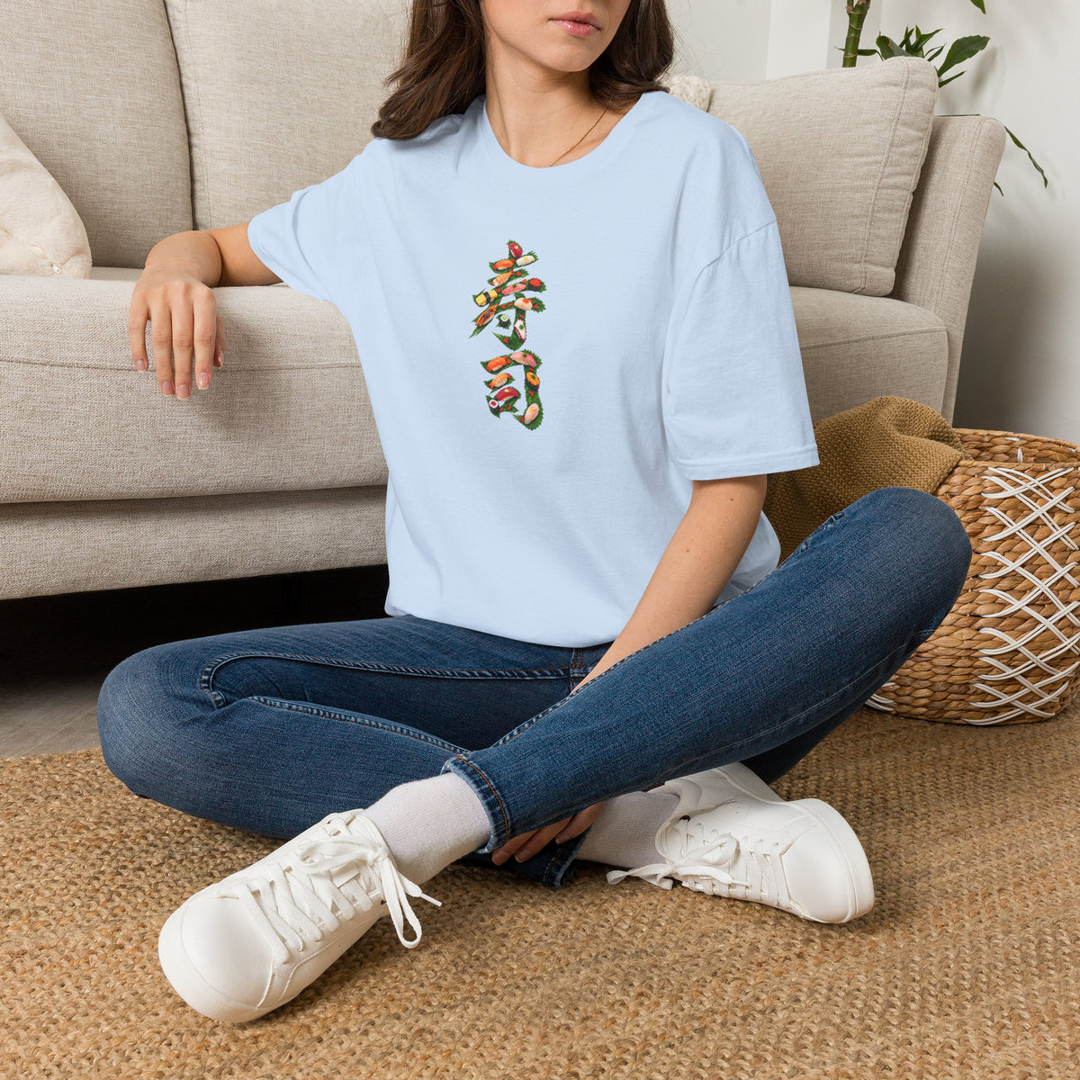 寿司 Tシャツ｜大葉と寿司で描いた漢字デザイン
