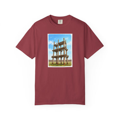 三内丸山遺跡 Tシャツ｜大型掘立柱建物｜縄文文化デザイン｜ユニセックス コットンTシャツ