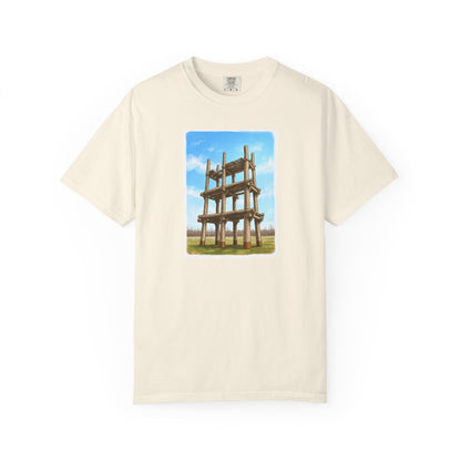 三内丸山遺跡 Tシャツ｜大型掘立柱建物｜縄文文化デザイン｜ユニセックス コットンTシャツ