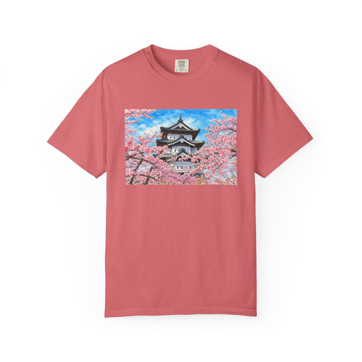 弘前城と桜 Tシャツ｜日本の春風景｜ユニセックス コットンTシャツ