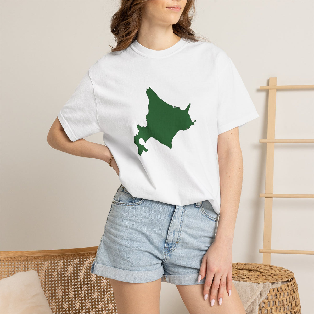 北海道 地図デザイン Tシャツ｜ユニセックス コットンTシャツ
