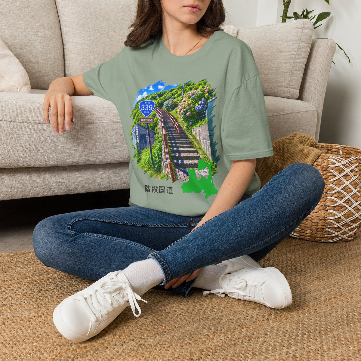国道３３９号線　階段国道Tシャツ　 — 青森　道の駅４ヵ所ルートマップ