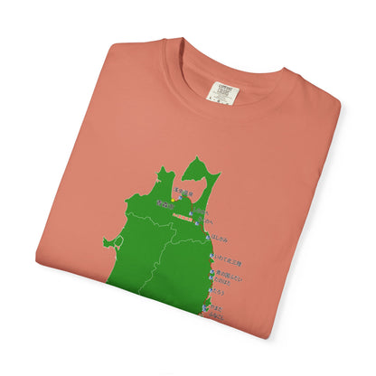 国道４５号線 仙台～青森ルートマップ Tシャツ｜震災復興｜ユニセックス コットンTシャツ