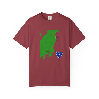 国道６号線 日本橋～仙台ルートマップ Tシャツ｜ユニセックス コットンTシャツ