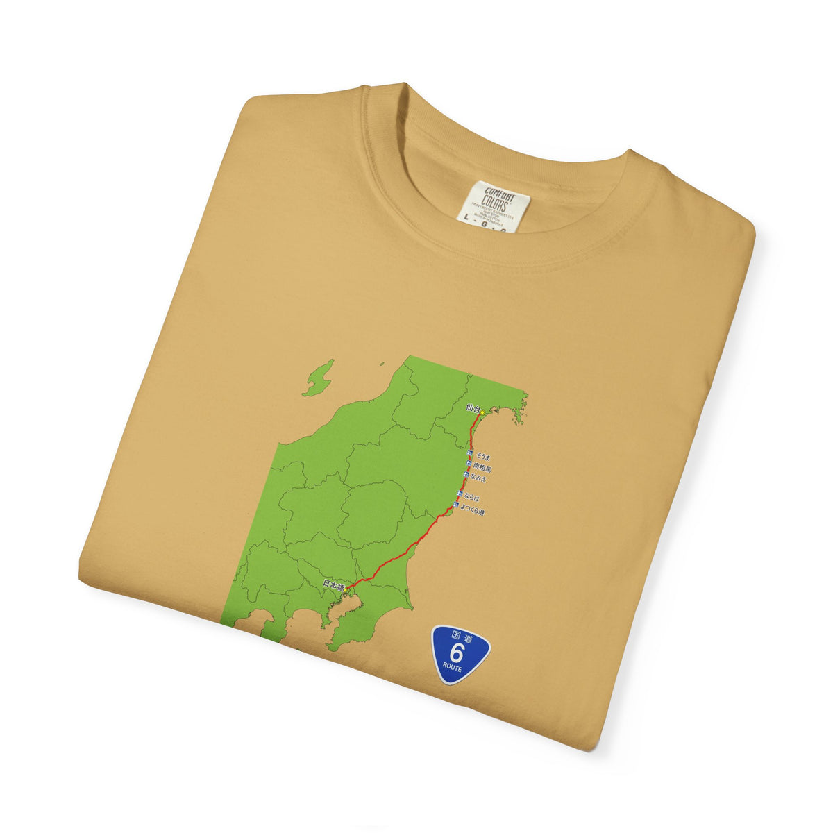 国道６号線 日本橋～仙台ルートマップ Tシャツ｜ユニセックス コットンTシャツ