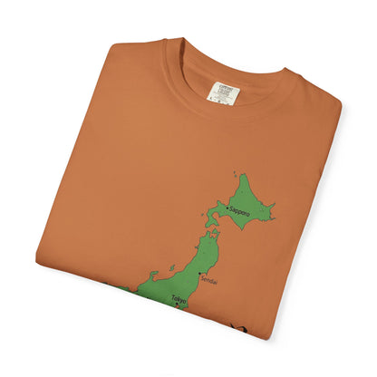 日本列島マップ Tシャツ｜主要都市入り｜Japan Map｜日本｜ユニセックス コットンTシャツ