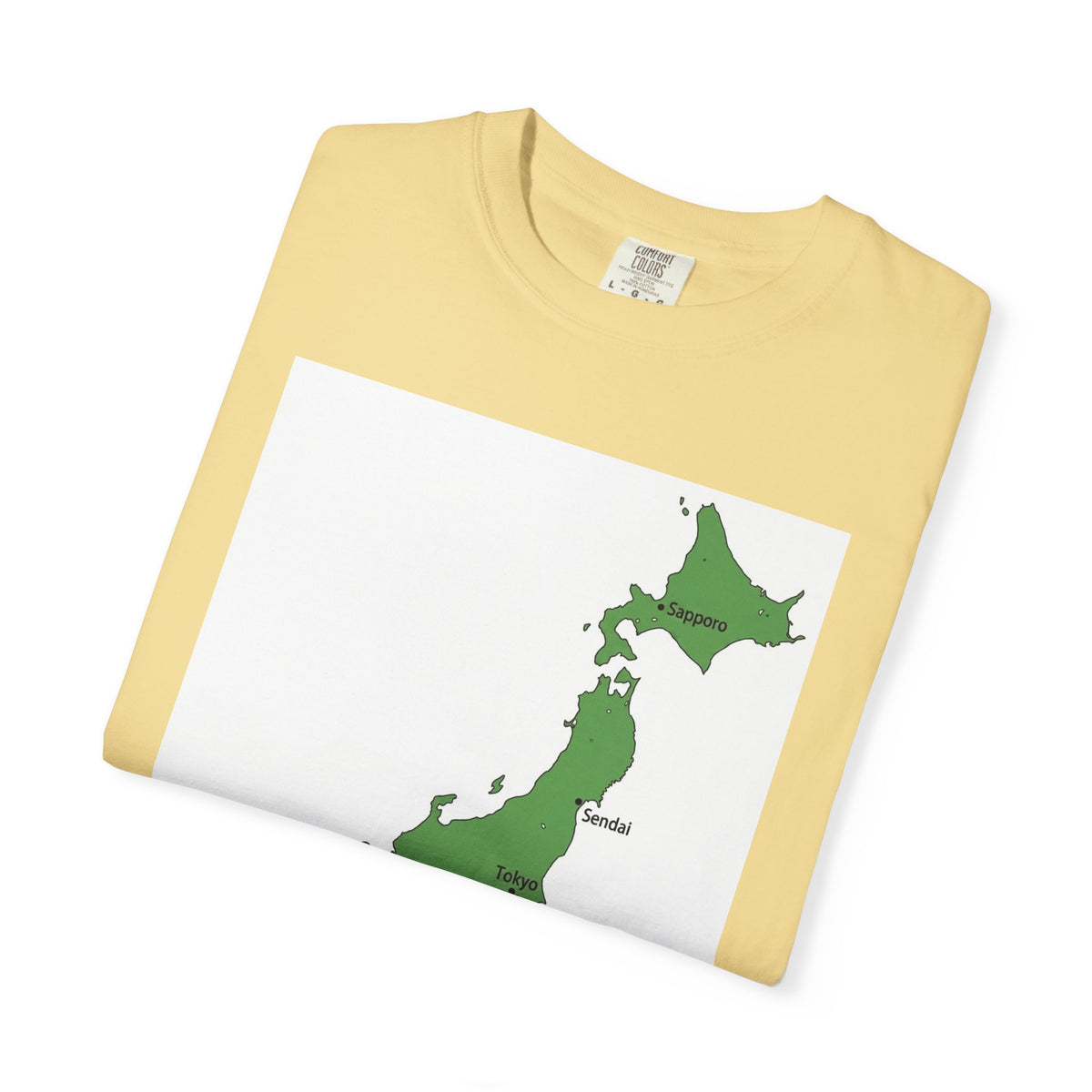 日本列島マップ Tシャツ｜主要都市入り｜Japan Map｜ユニセックス コットンTシャツ