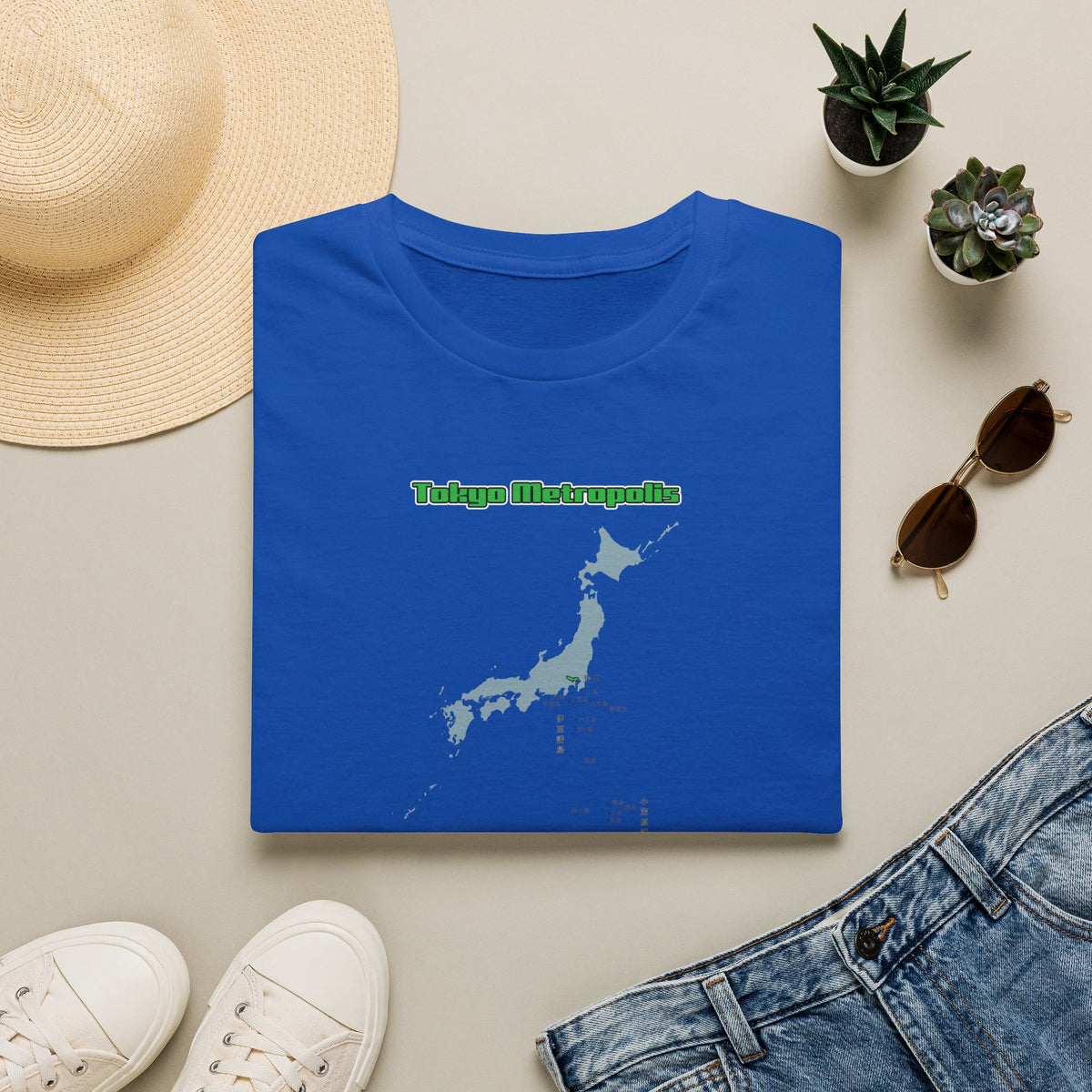 東京都 地図デザインTシャツ｜TOKYO METROPOLIS・伊豆諸島・小笠原諸島｜ユニセックス コットンTシャツ